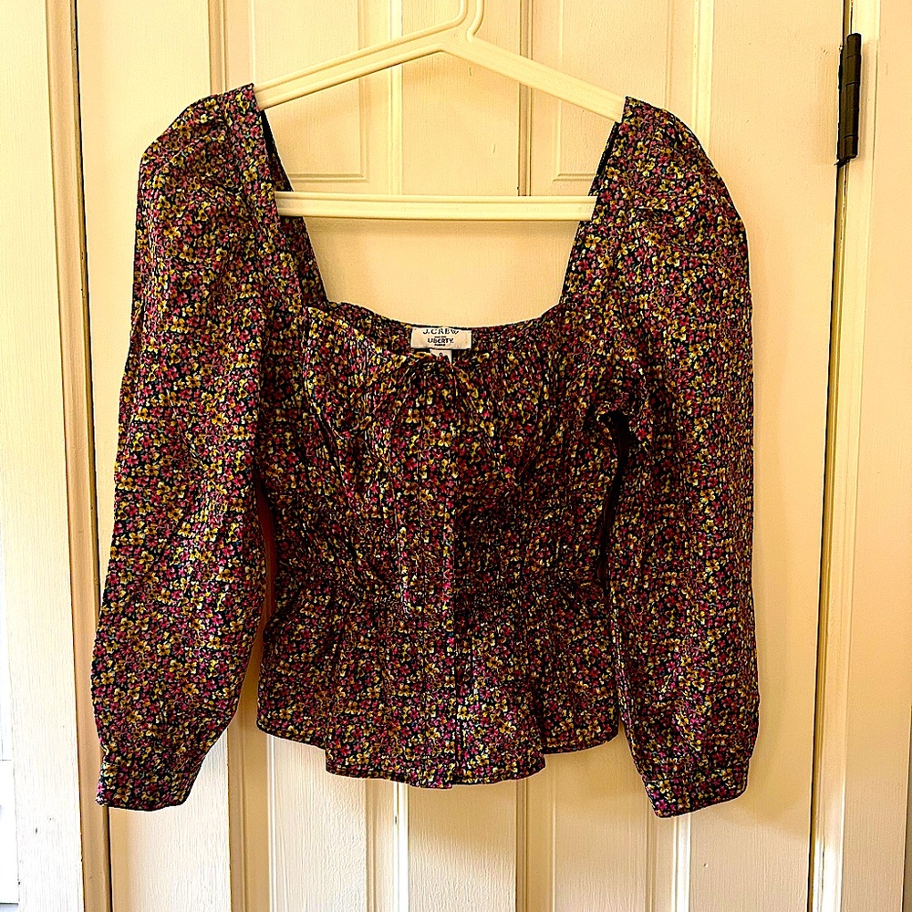 JCrew Liberty Print Square Neck, Smocked Waist in Size X-Small